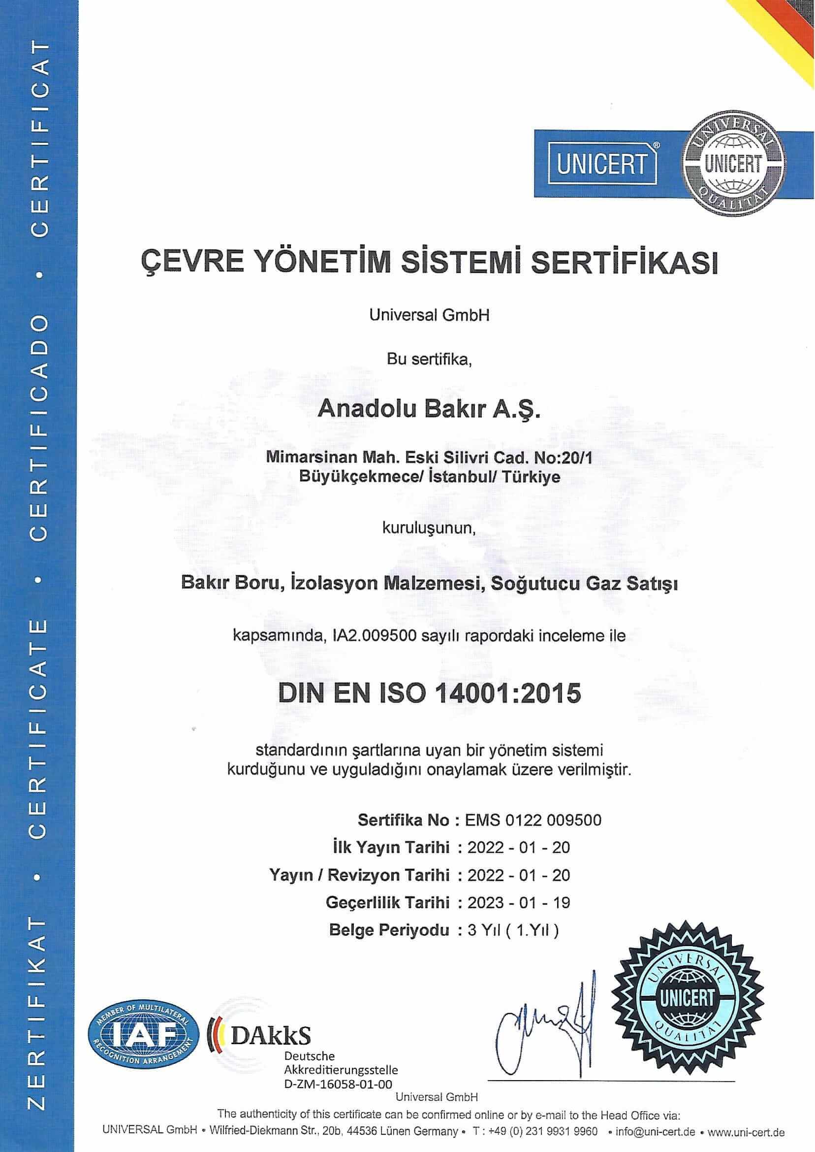 ISO 14001 Sertifika DAKKS